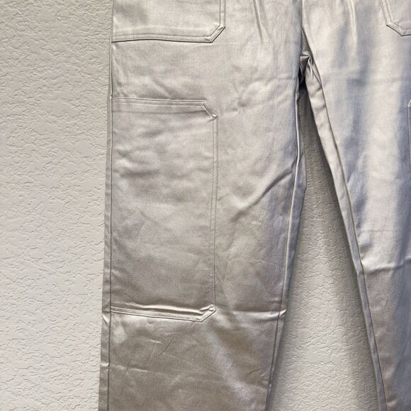 Edit By Nine Shining Star Women’s High Waist Silver Metallic Pants Size Large - Picture 5 of 16